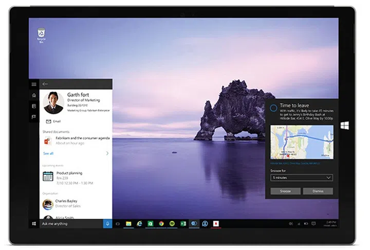 Cortana's integration with Office 365 means you'll always be prepared for your next meeting. (Image source: Microsoft.)
