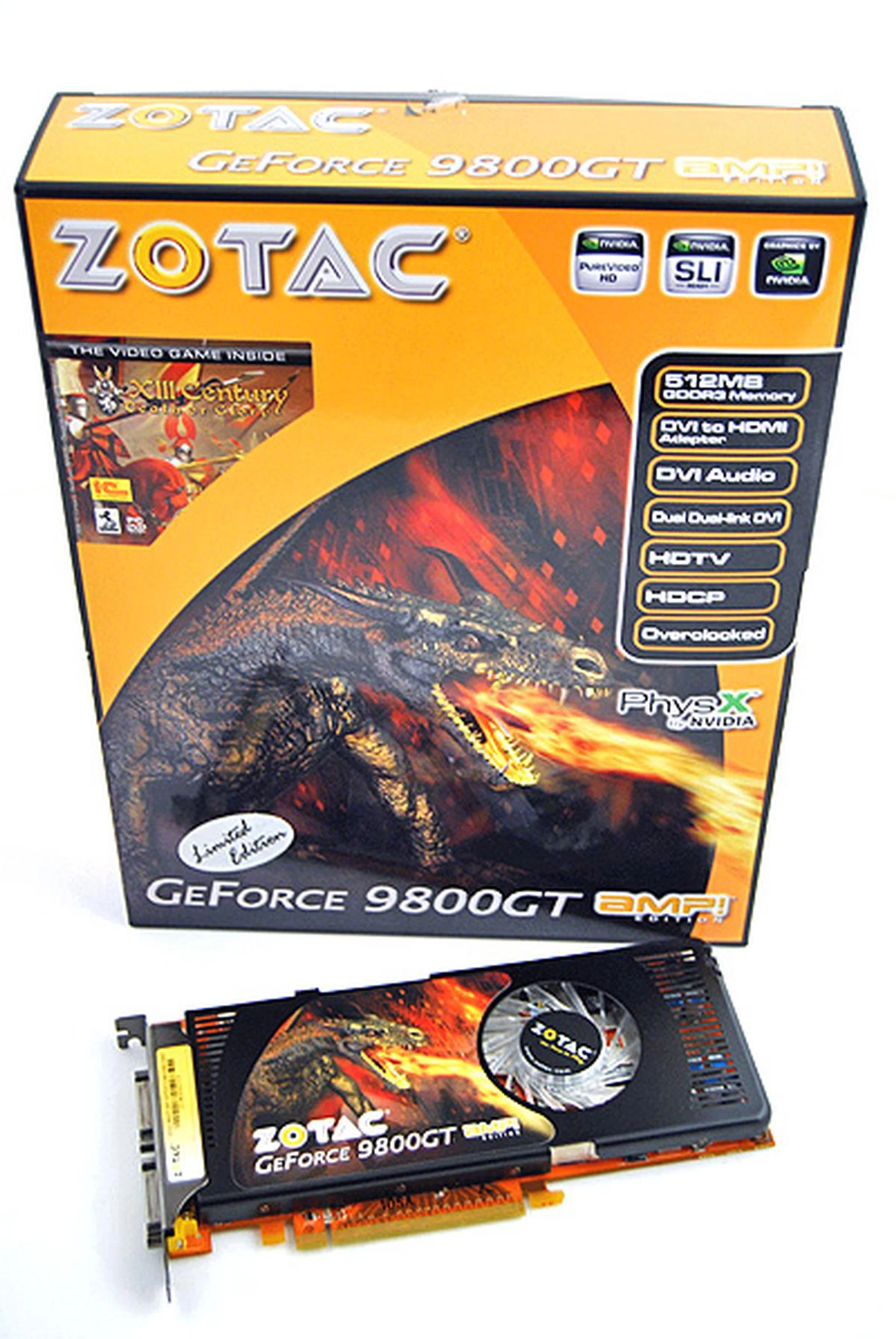 The Zotac 9800 GT AMP! Edition is packaged in a box that follows the same color scheme of their other offerings, which looks decent enough.