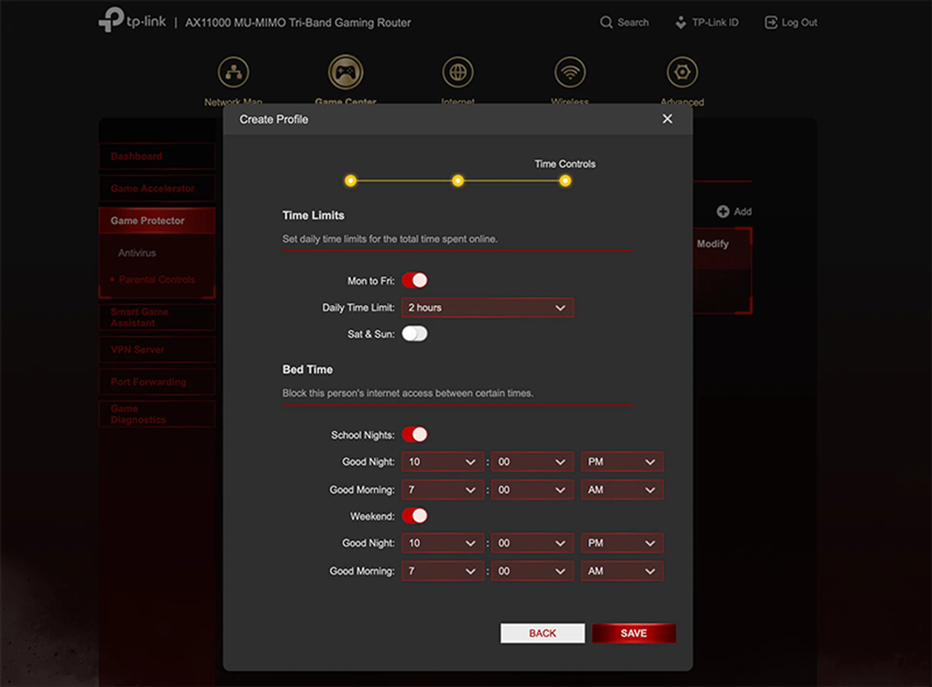 One nifty feature of this router is the ability to set time limits for individual devices.