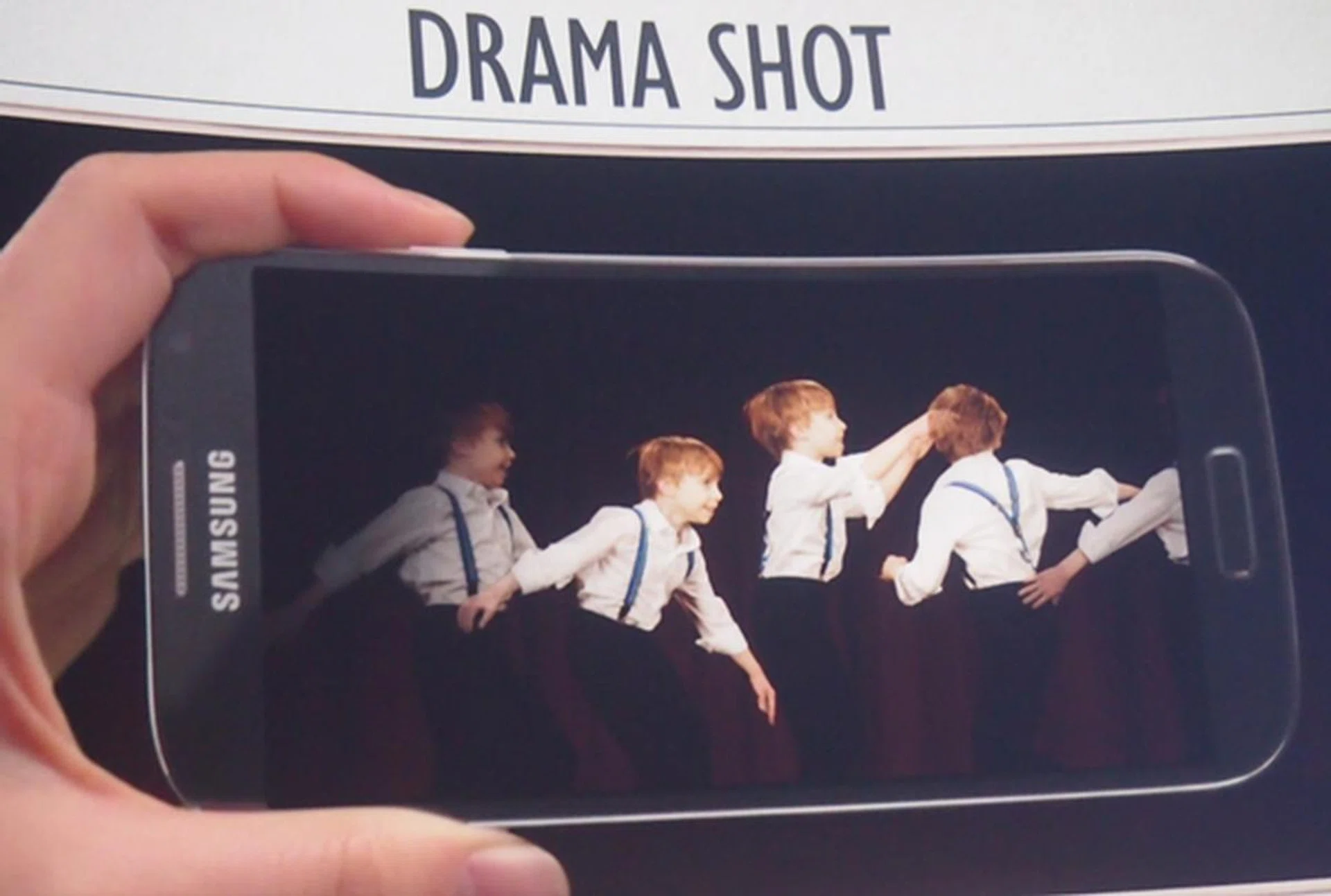 The next camera feature, Drama Shot enables the user to take a burst of 9 photos and combine them into one.