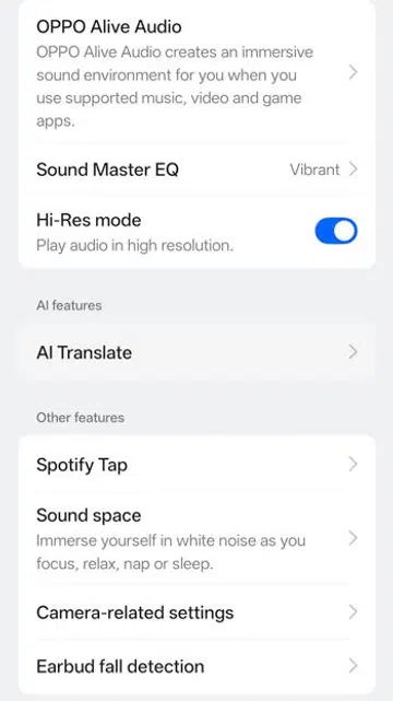 OPPO Enco Clip2 earbuds settings