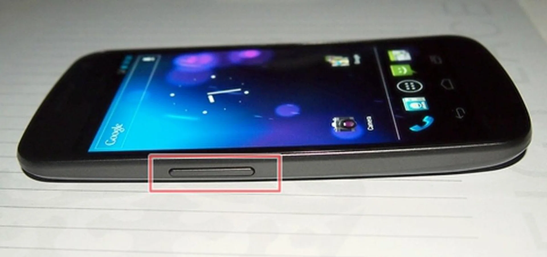 The volume controls are on the left side of the Samsung Galaxy Nexus.