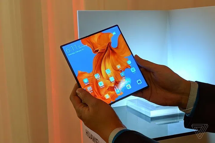 The Huawei Mate X when unfolded. <br> Image source: The Verge