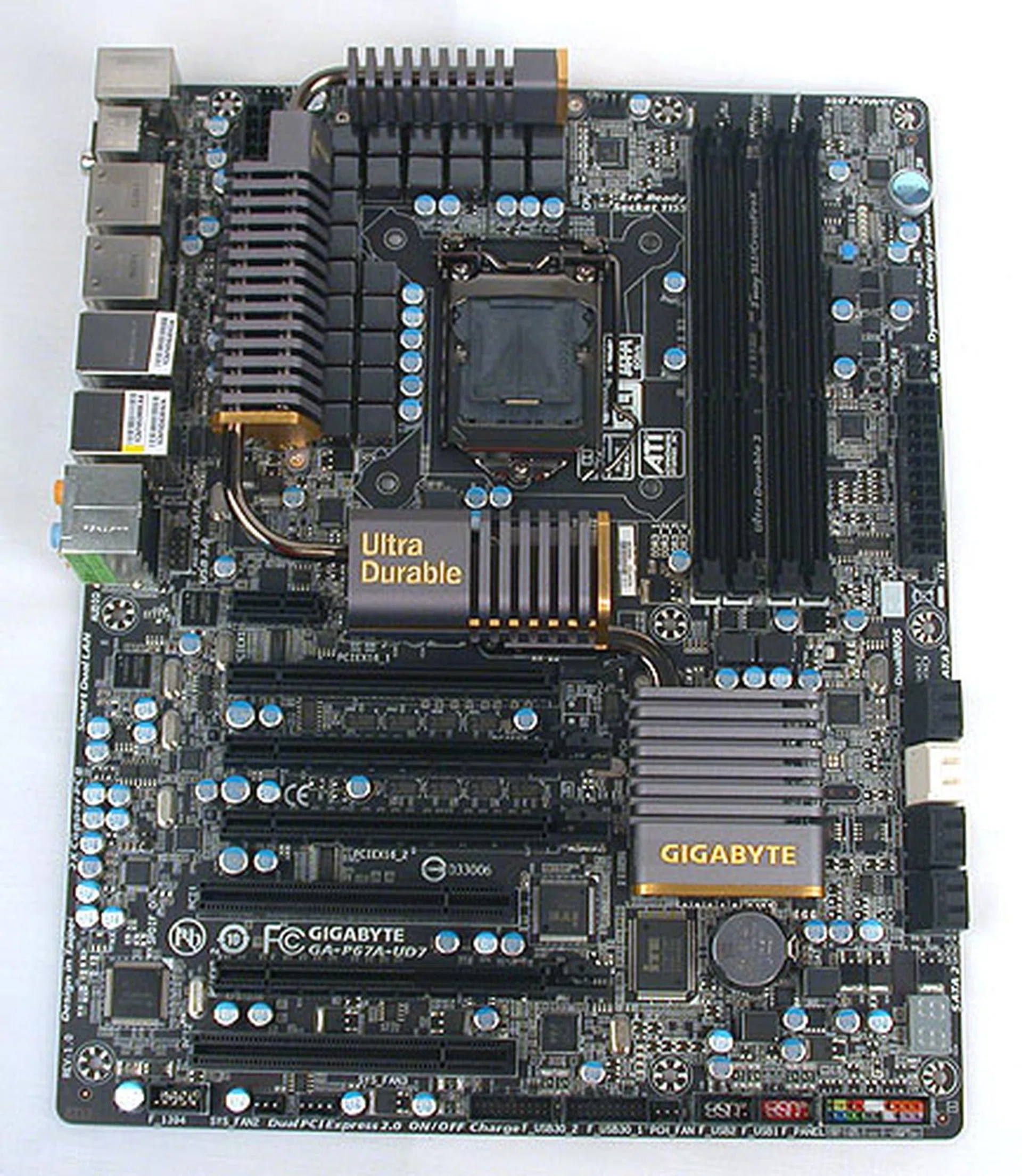 And what do you know? This Z68 UD7 looks like an exact copy of Gigabyte's P67 UD7. Even the placement of onboard components, like USB 3.0 controllers and PCIe expansion slots appear to be identical. 