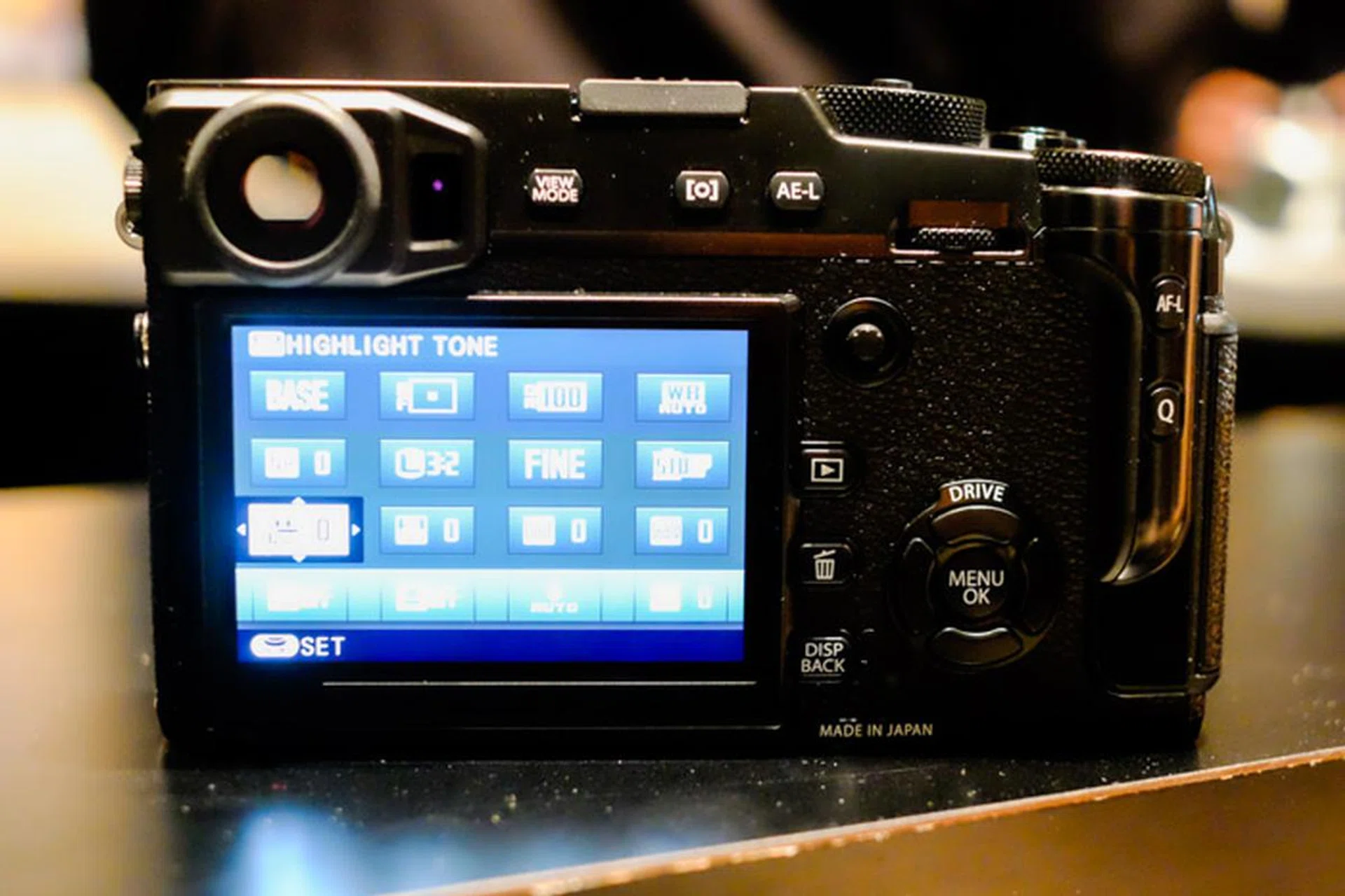 All the buttons are to the right of the LCD screen now.