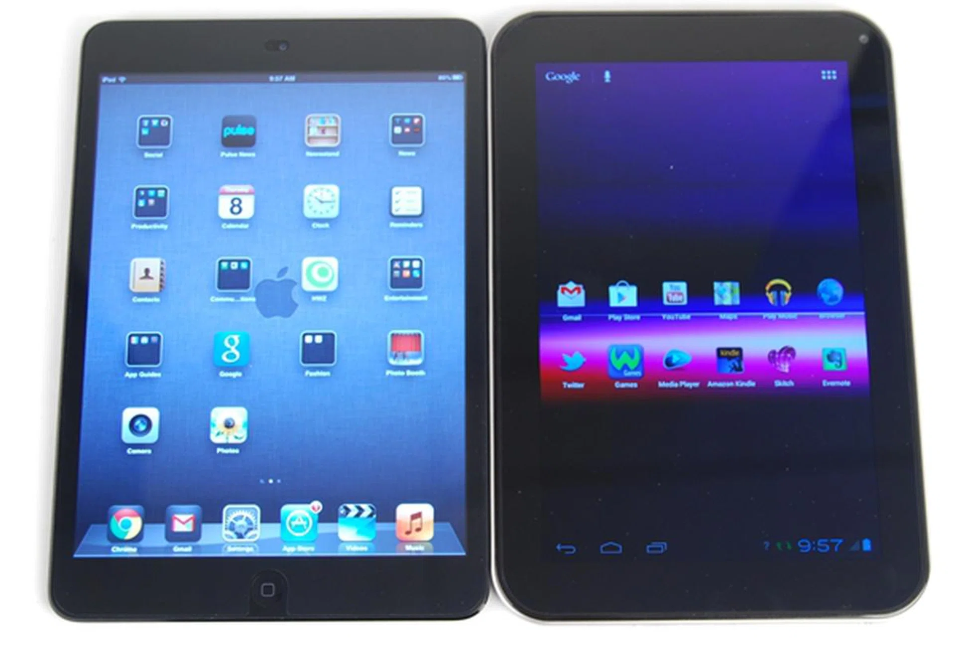 The Toshiba Regza Tablet AT270 (right) is a compelling alternative to the Apple iPad Mini (left) if you do not mind its price.