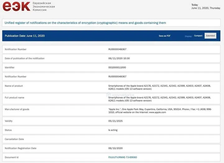 9 new iPhone model numbers are spotted on the Eurasian database. <br>Image source: MySmartPrice.