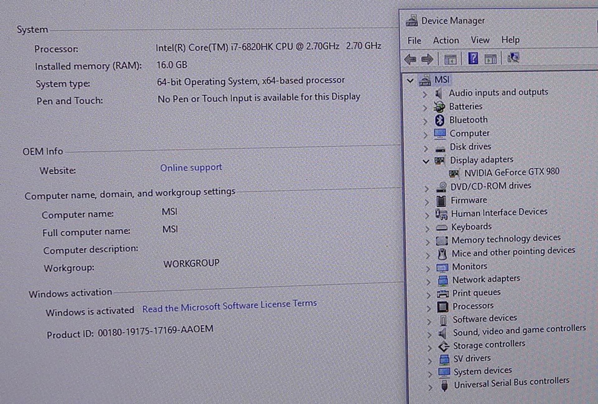 Specifications of the MSI GT72. Note the overclocking friendly Skylake mobile CPU used and a desktop-class GeForce GTX 980 graphics module.