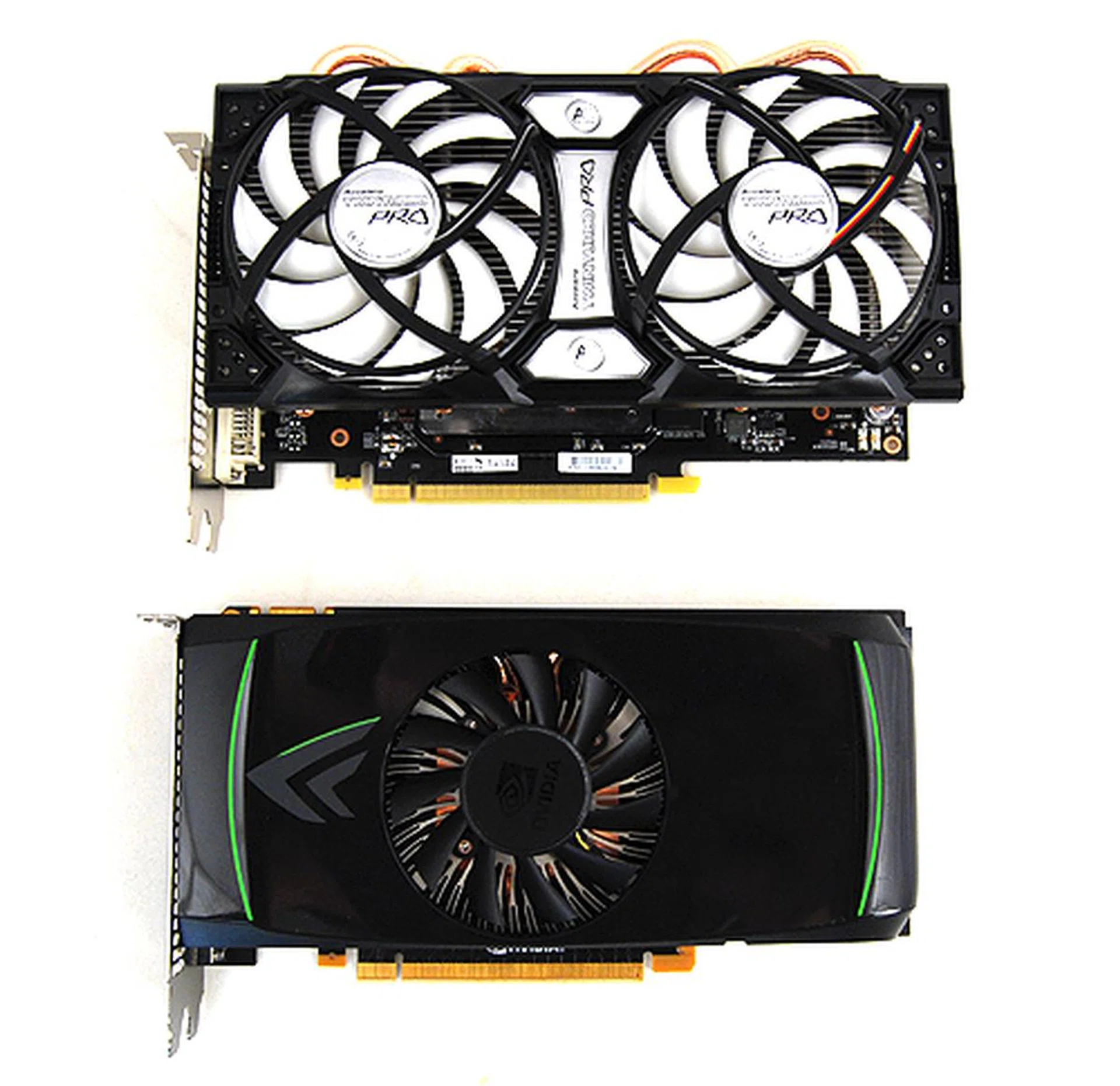 The ECS GeForce GTX 460 Black is a giant amongst other GTX 460 cards, such as the reference edition pictured below it.