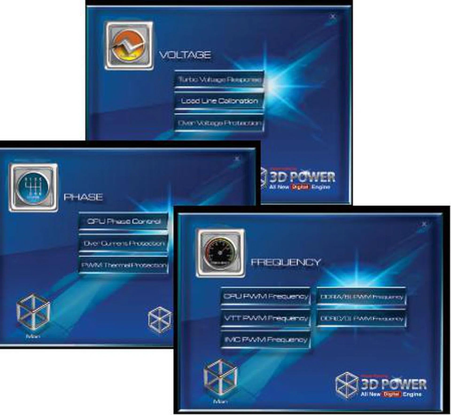The three measurements that control power delivery to the CPU and the memory DIMM slots of the boards are featured here. 
