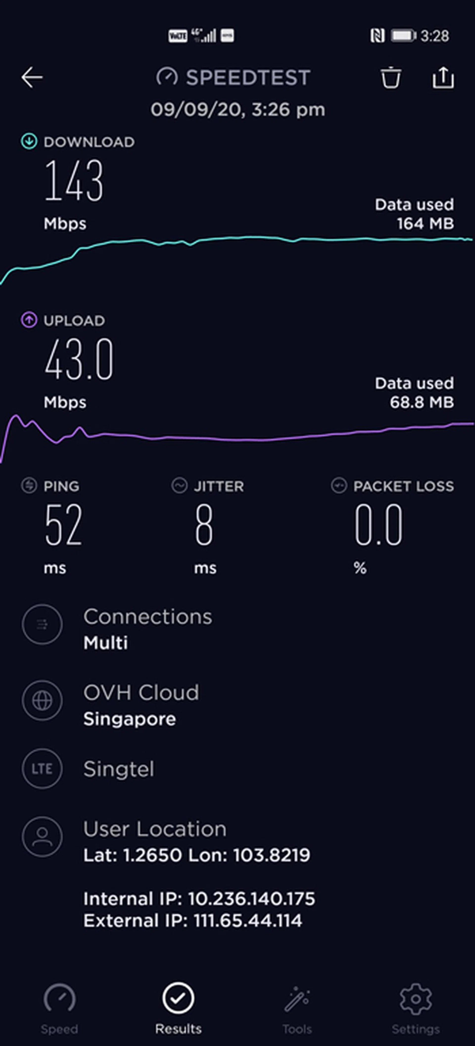 Singtel 4G Test 1.