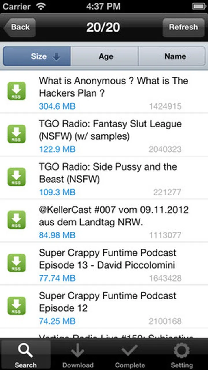 Screenshot of the AiDownload app for iOS (Image source: iTunes)