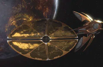 The idea of a solar powered spaceship has been seen in sci-fi before.Count Dooku used one (pictured) when he escaped from Geonosis in Star Wars: Episode II.