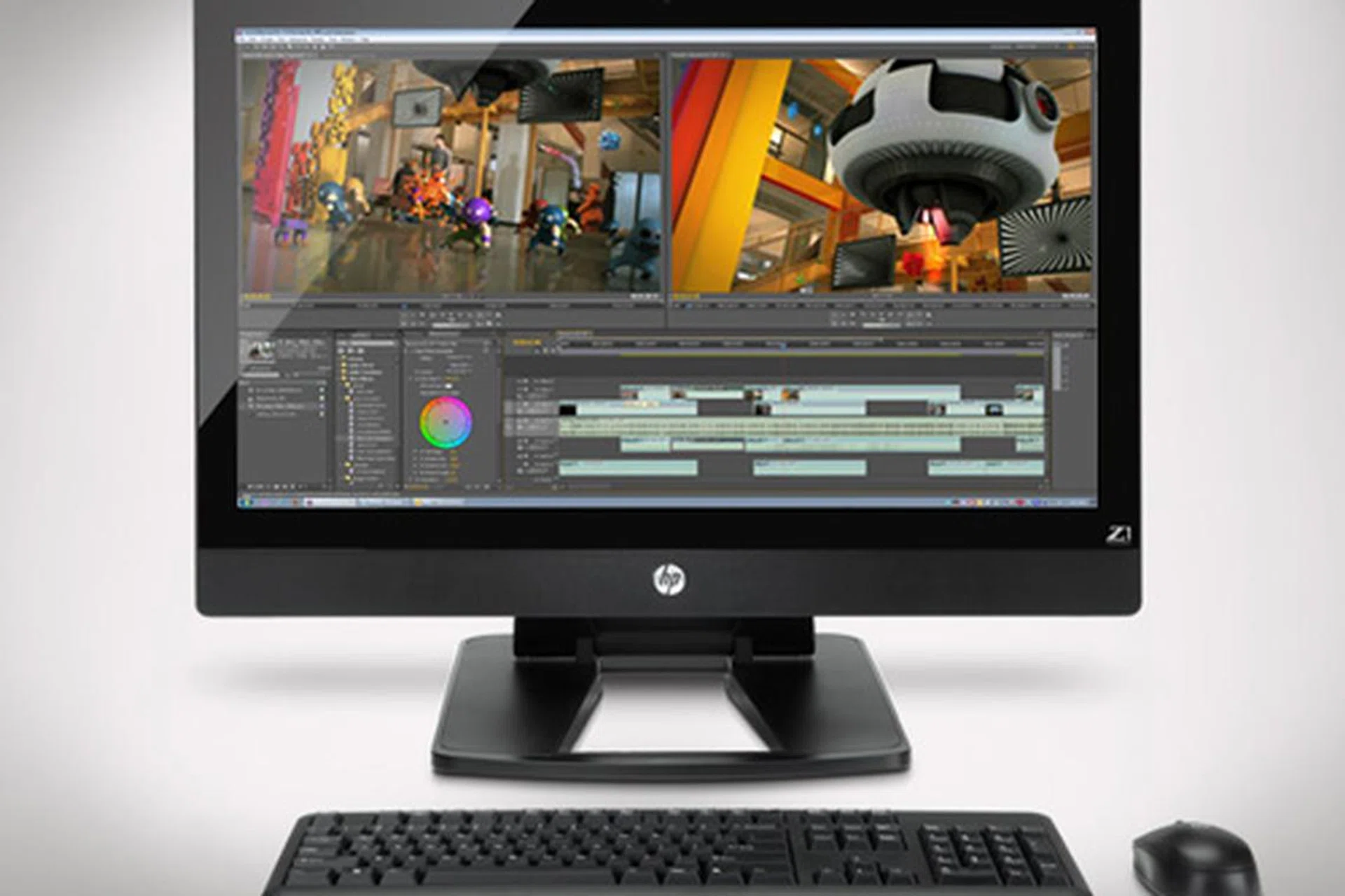 The HP Z1 packs everything, processor, graphics card, memory, hard disk, into one slim and sleek form factor.