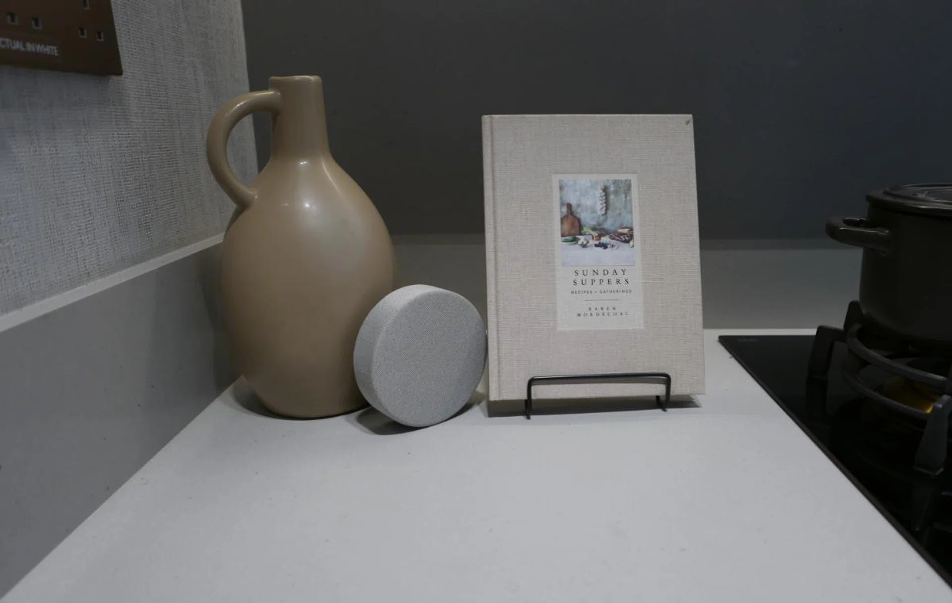 We placed one satellite speaker in the kitchen. 