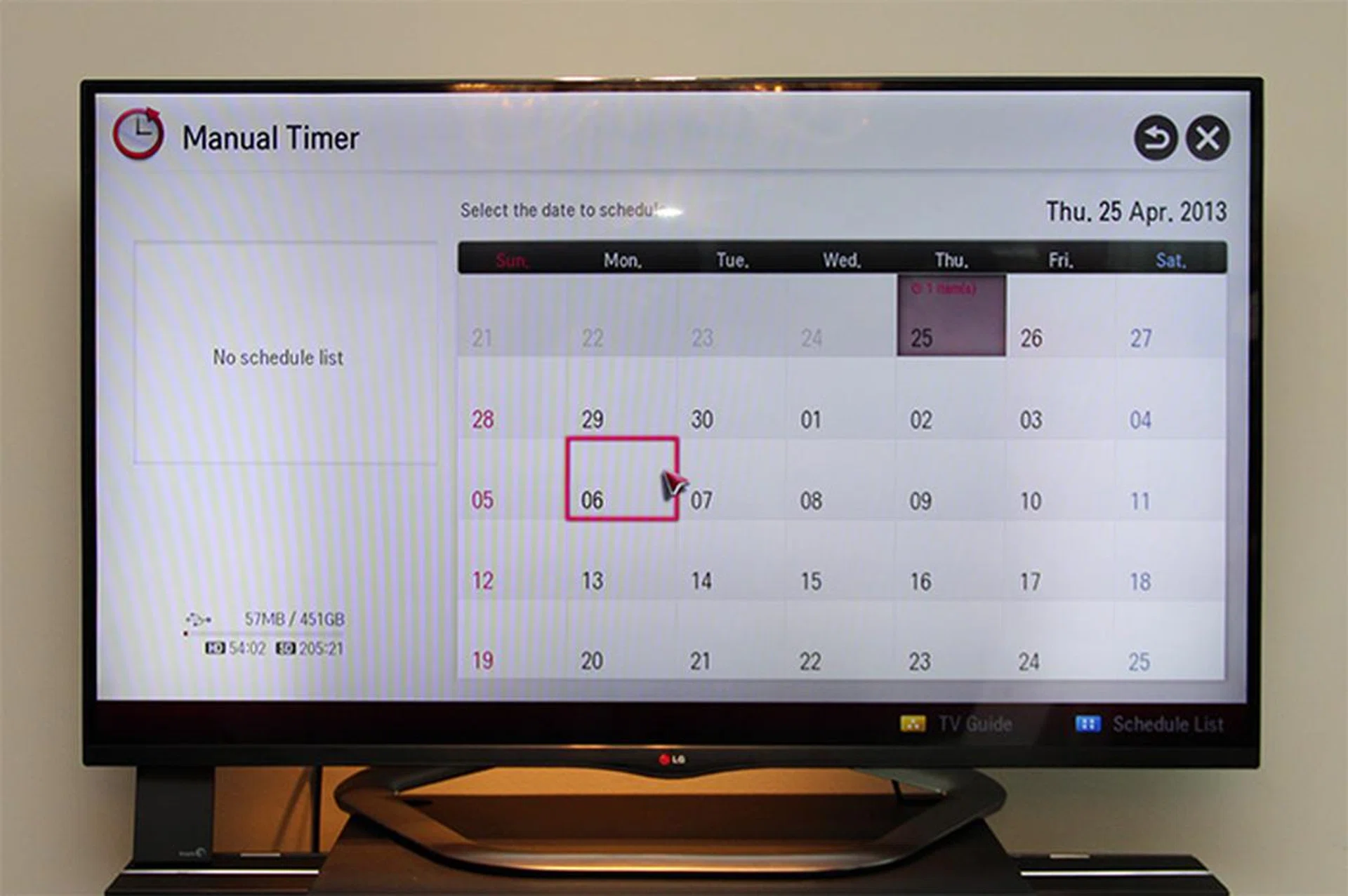 Alternatively, you can use the manual timer to schedule a recording in advance.