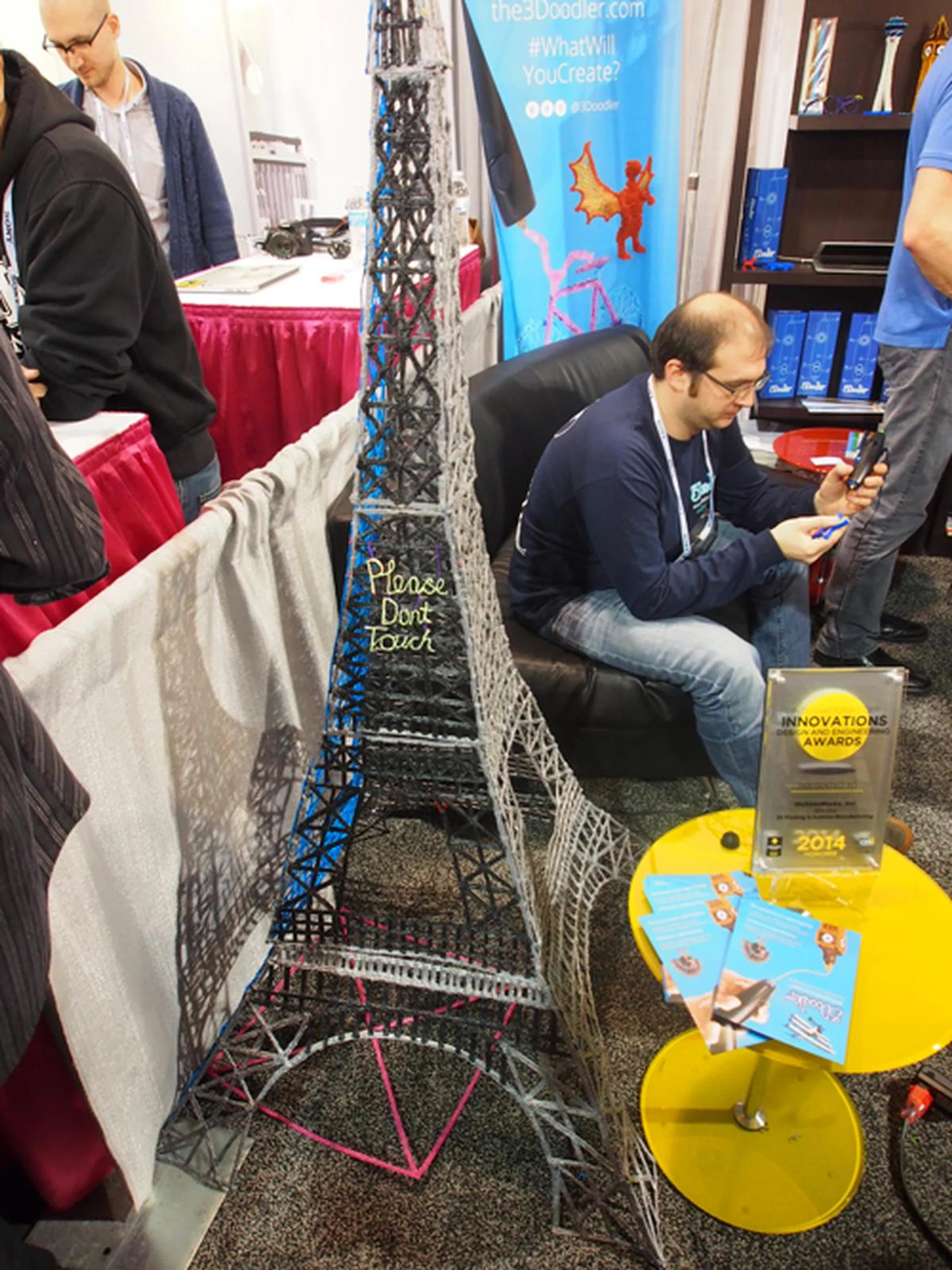 The guys at the 3Doodler booth doodled this 2m replica of the Eiffel Tower!