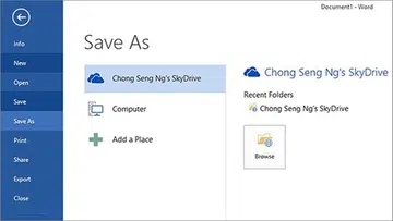 The new Office now saves documents to SkyDrive by default.