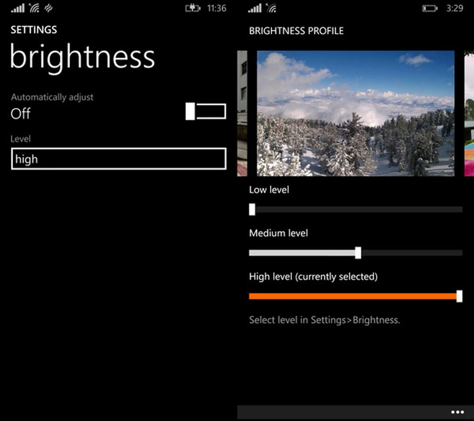 There's one brightness setting, and then there is yet another brightness setting under display setting