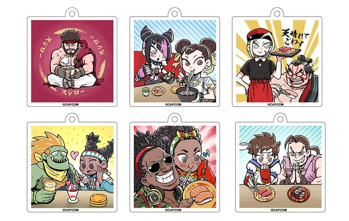 Keychain designs for both Wave 1 and Wave 2. Images: Capcom Singapore.