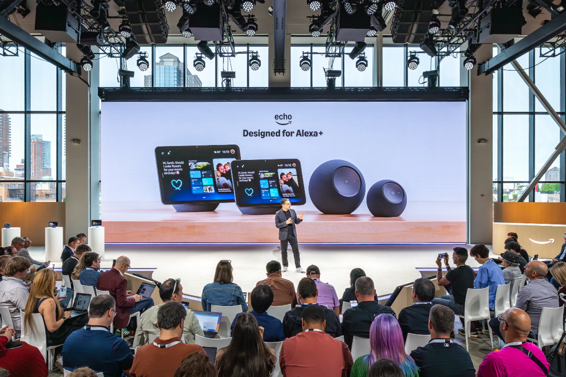Amazon’s Panos Panay presenting the new devices