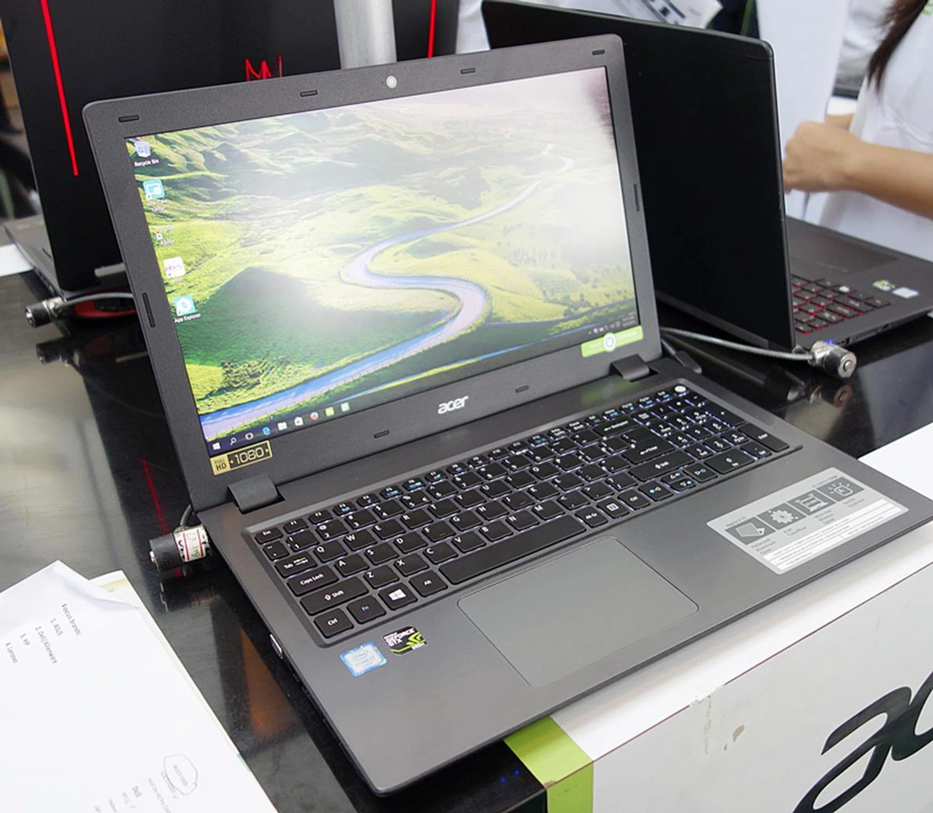 The Acer Aspire V5-591G notebook features a 6th generation Intel Core i5-6700U CPU, with 8GB of DDR3 system memory. The notebook features a 15.6" full HD display and has a 1TB SSHD and an 8GB SSD. It can handle some casual gaming with its discrete NVIDIA GeForce GTX 950M graphics chipset. It operates Windows 10 OS and is priced at $1,498; it comes a 1-year Office 365 Personal subscription.