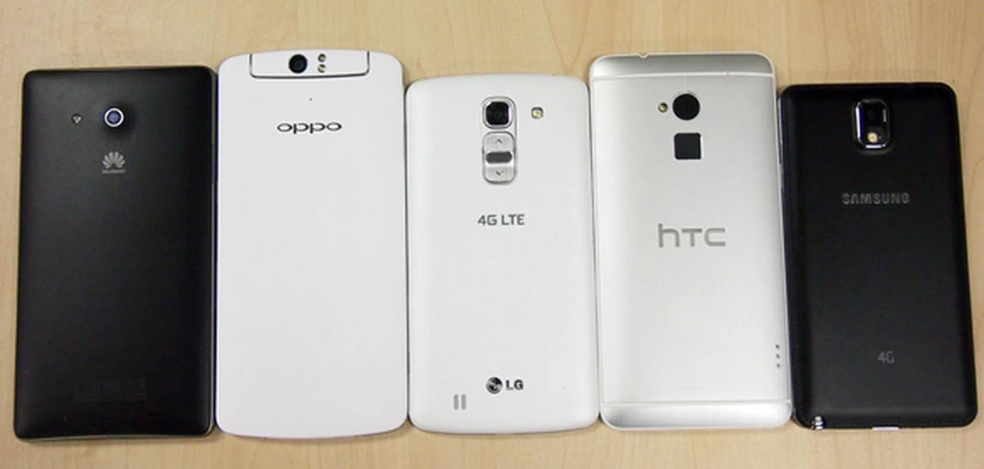 Here's a look at the backs of the five phablets.