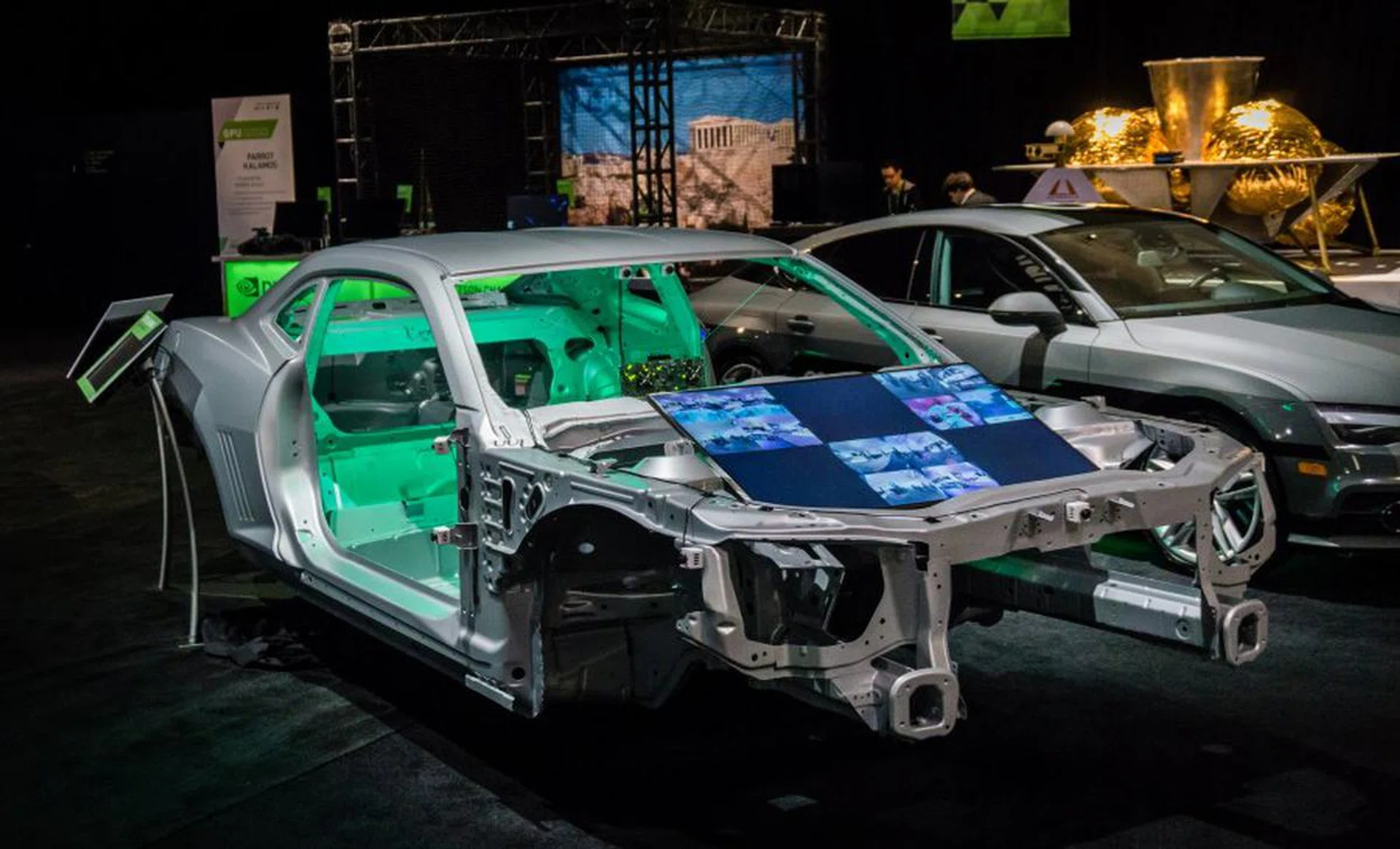 NVIDIA's Drive PX demonstration mock-up. (Image source: NVIDIA.)