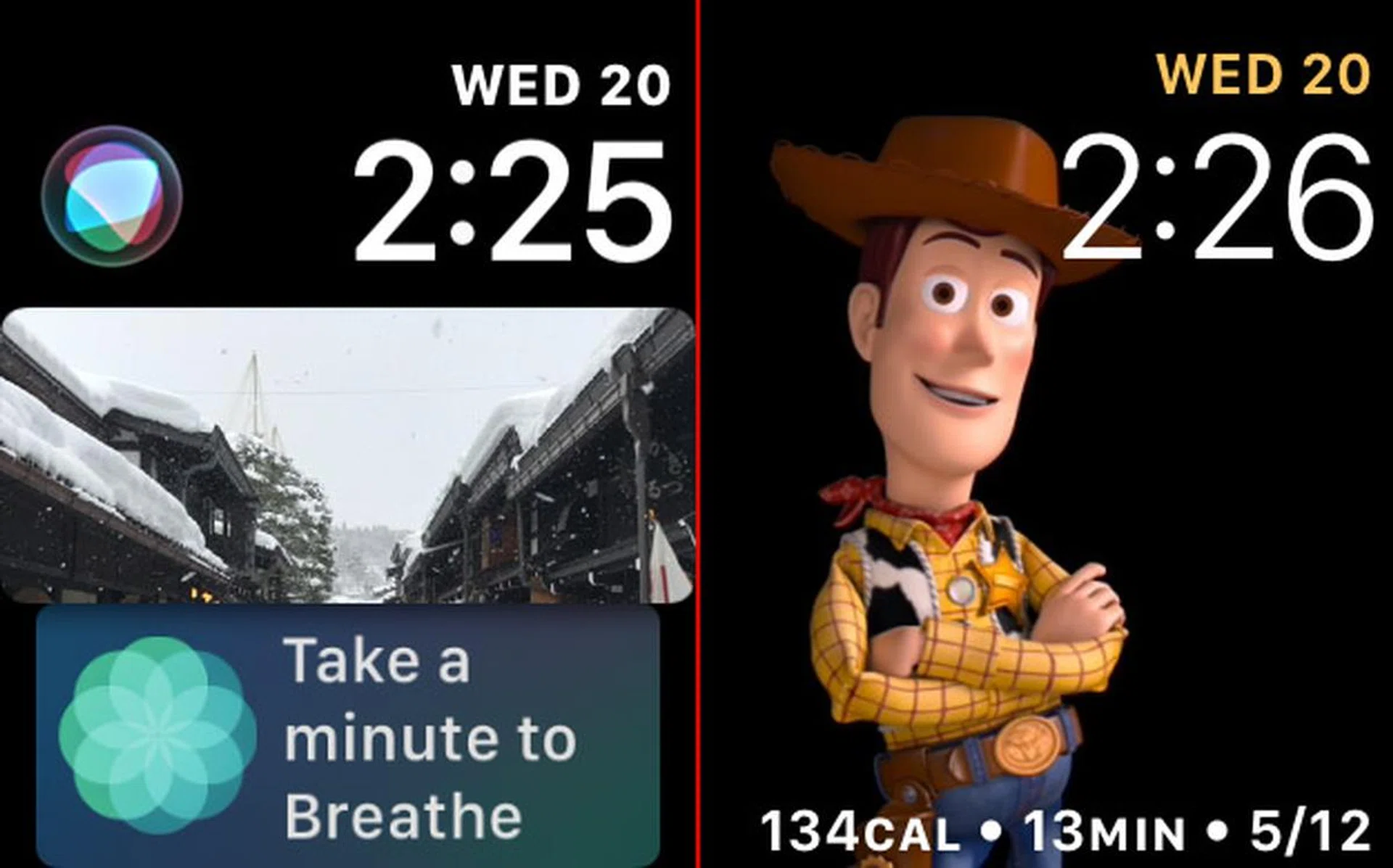 A sampling of watchOS 4's new watch faces.