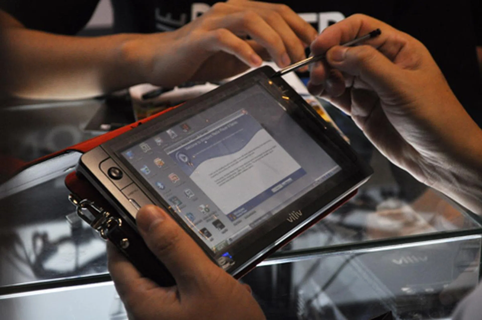 The Viliv range of portable media players which run full versions of Windows XP Home are also at McCoy, pictured here is the S5.
