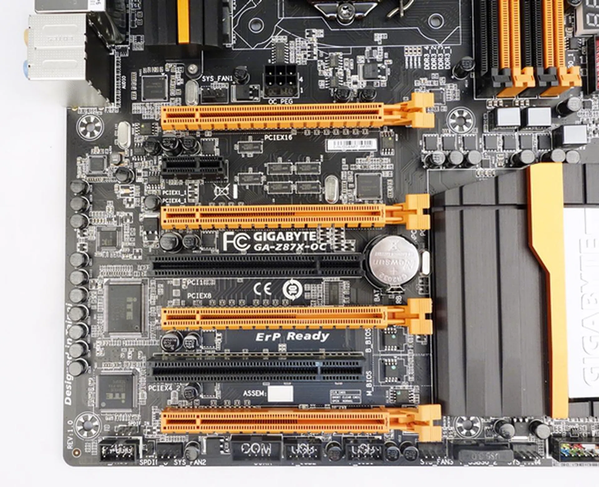 There are four physical x16 slots, only the first three are PCIe Gen 3.0 compliant. The last x16 slot is connected to the board's chipset, operating at x4 PCIe 2.0 speed.
