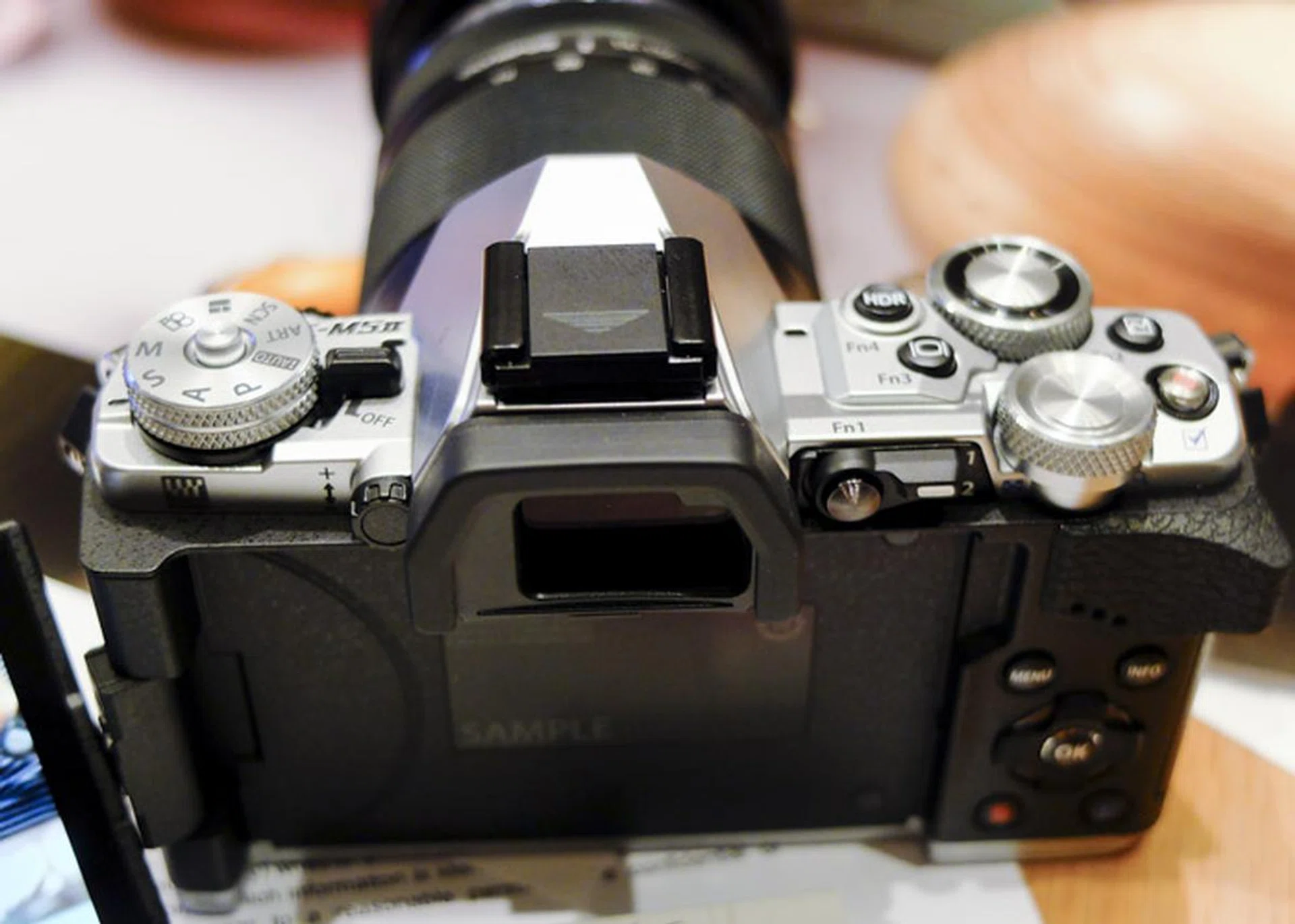 The rear view of the OM-D E-M5 Mark II.