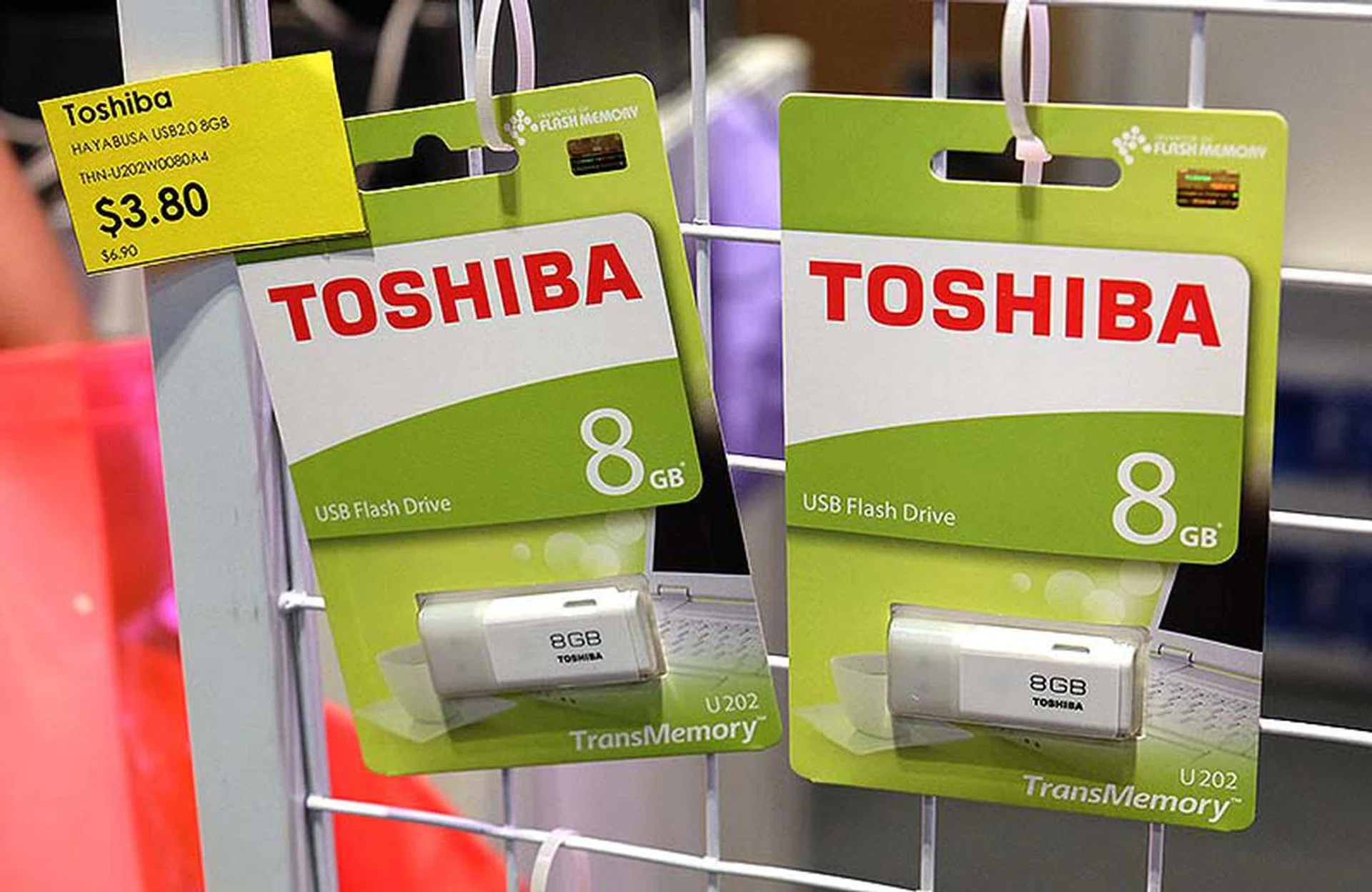 If you need some cheap flash drives, Toshiba has 8GB flash drives going for just $3.80 (U.P. $6.90).