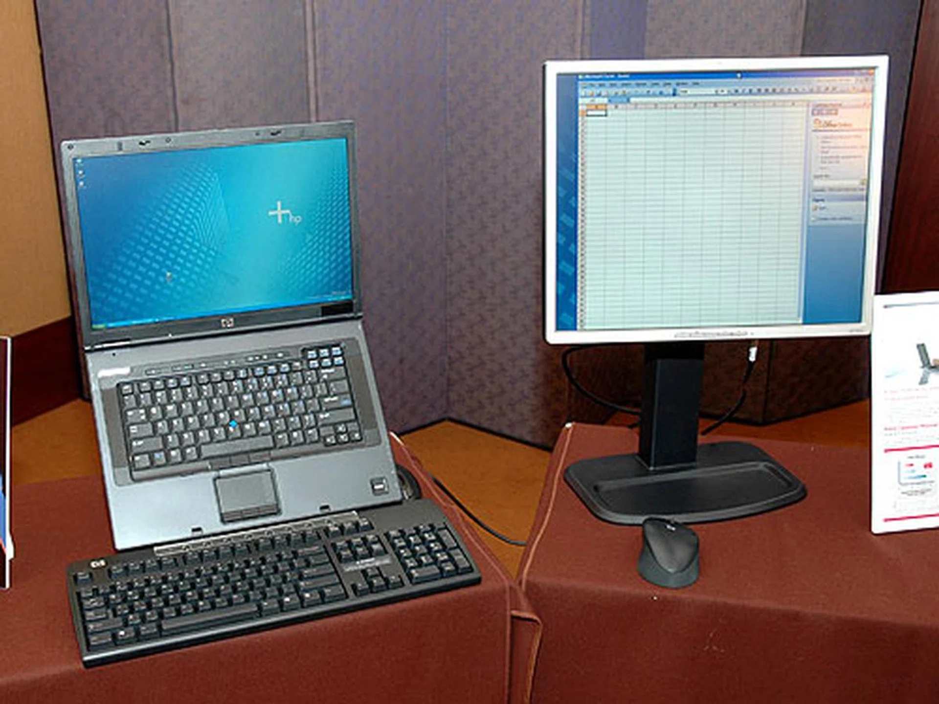 All of HP's latest introductions are compatible with HP's current docking stations. With the docking station, one can expand the desktop working area by adding a secondary monitor using the additional VGA or DVI port located at the rear of the docking station.