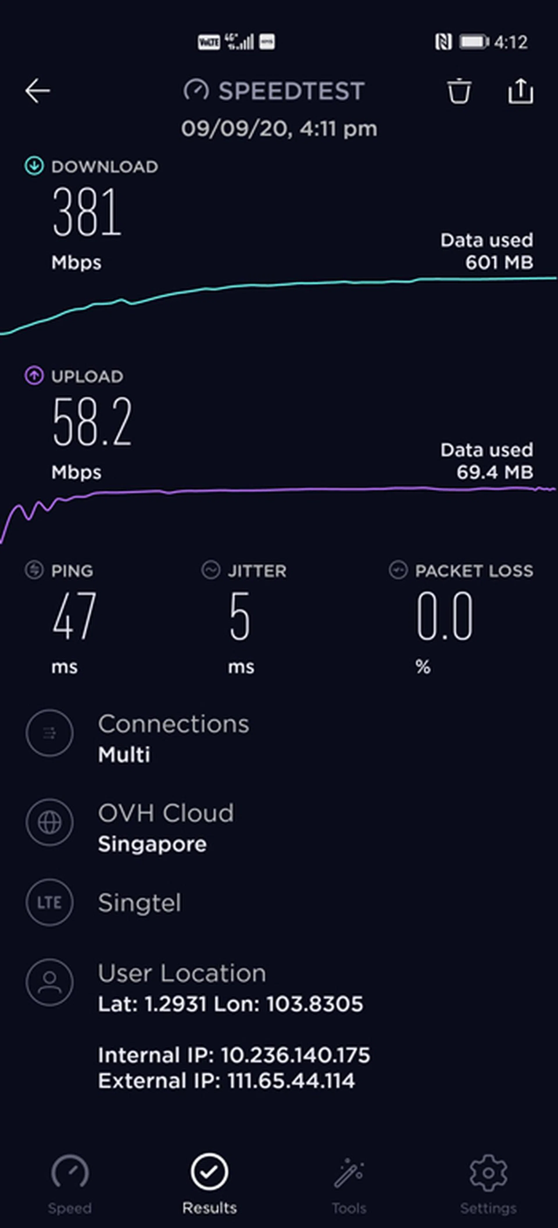 Singtel 4G Test 1.