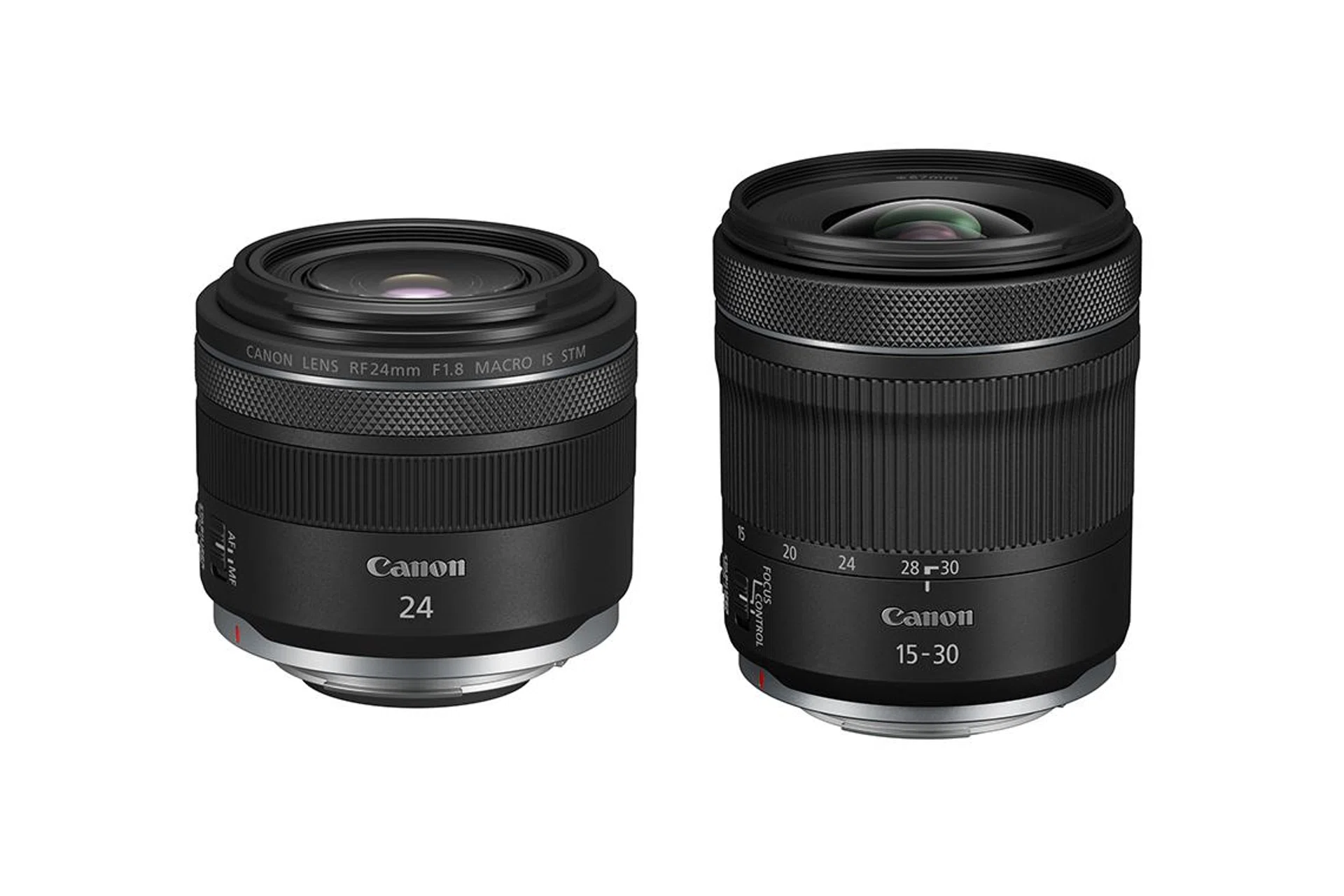Canon's two new RF lenses, 24mm and 15-30mm.
