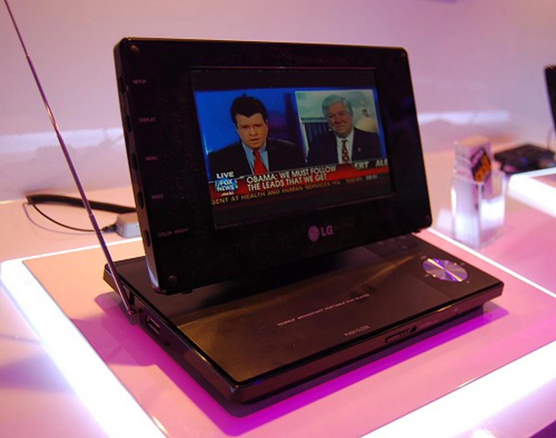 The LG DP570MH isn't a notebook, but rather it's a mobile DTV and portable DVD player solution. Specs include a 7-inch LCD screen, built-in tuners and antennas, and lasts up to 5 hours on DVD playback or 2.5 hours on DTV viewing.