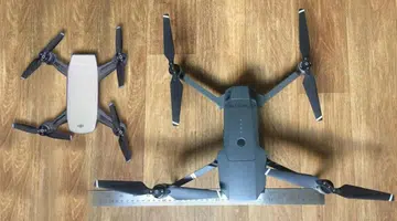A purported photo of the DJI Spark drone (left). On the right is the current Mavic Pro. <br> Image source: TechCrunch