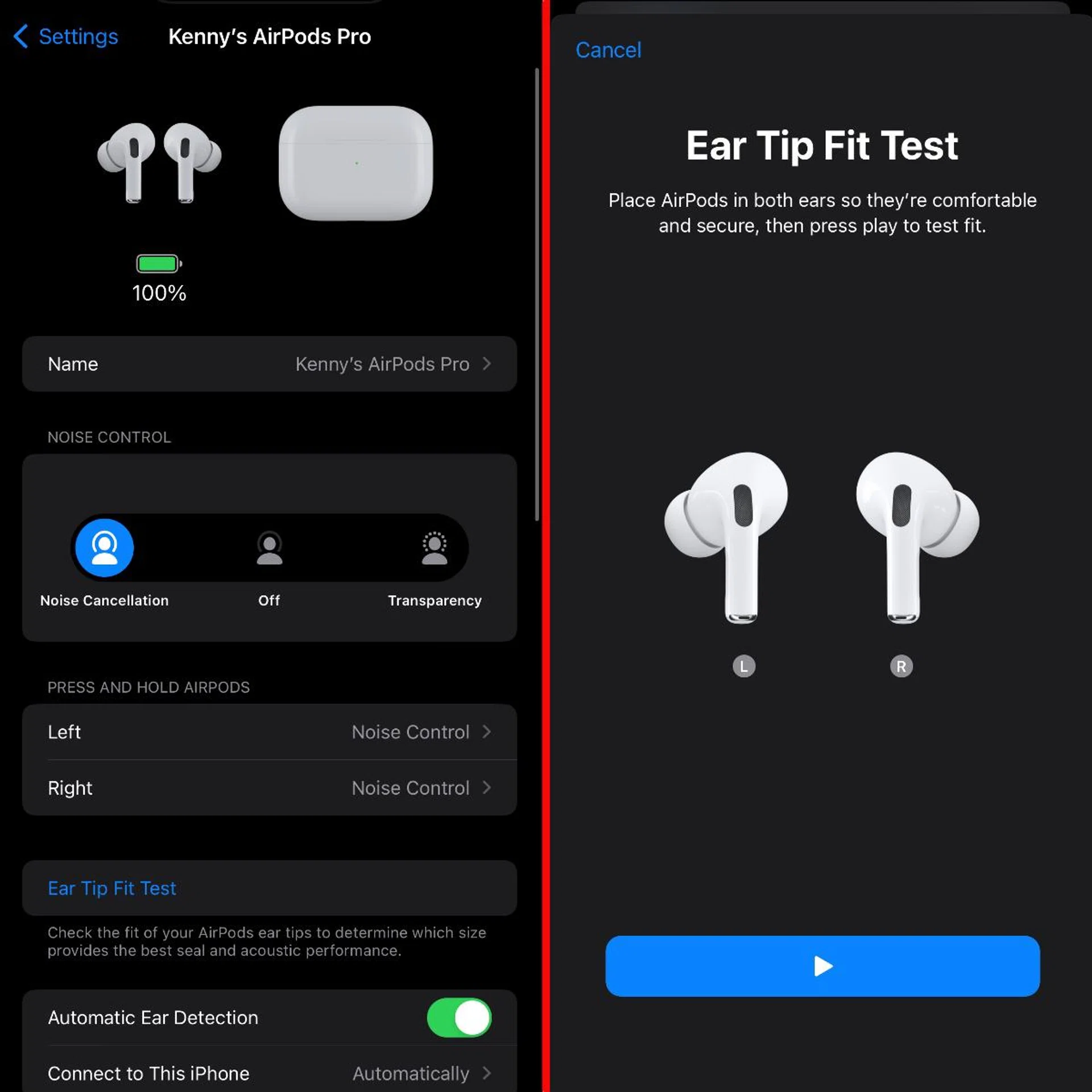 There's no a dedicated AirPods Pro settings menu in iOS 16.