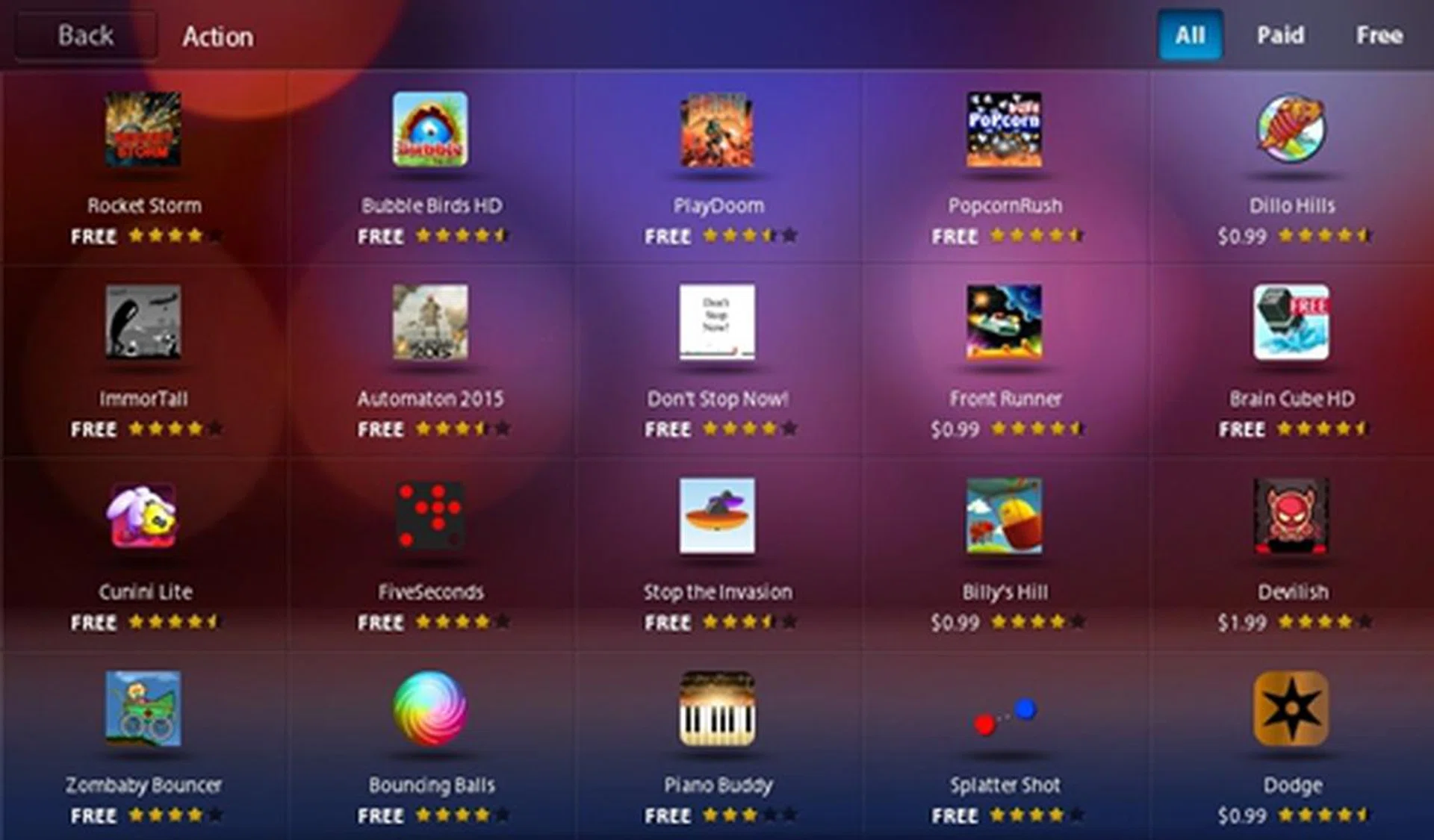 There is a handful of game apps available for you to download but don't have high hopes on finding some popular games like Angry Birds or Plants VS Zombies among the list.