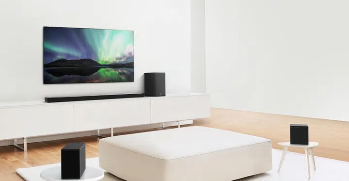 The SN11RG coupled with the optional SPK8 Wireless Rear Speaker Kit. (Image courtesy of LG.)