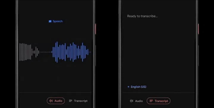 The recorder app transcribes voice recordings in real time.