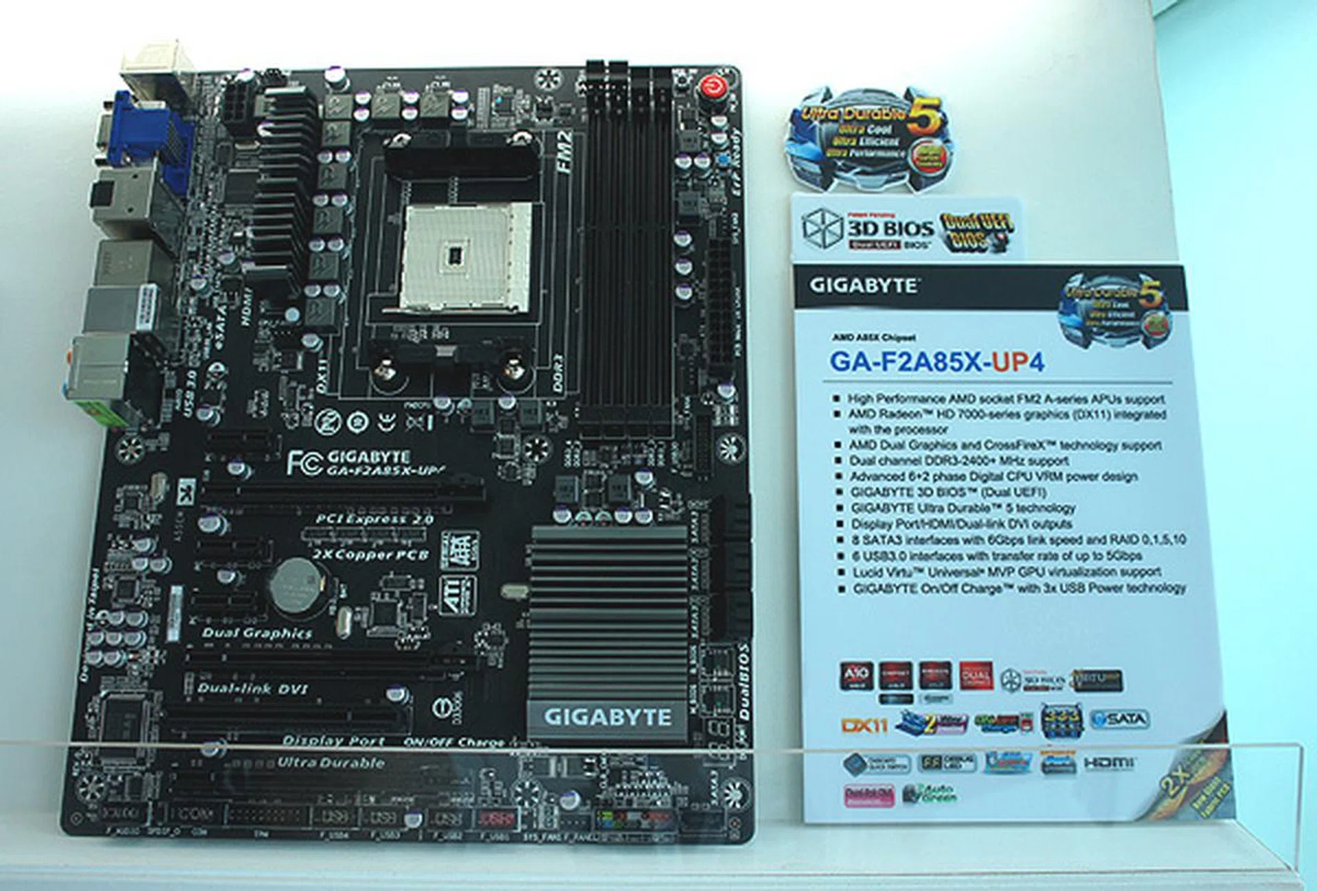 The Gigabyte GA-F2A85X-UP4.