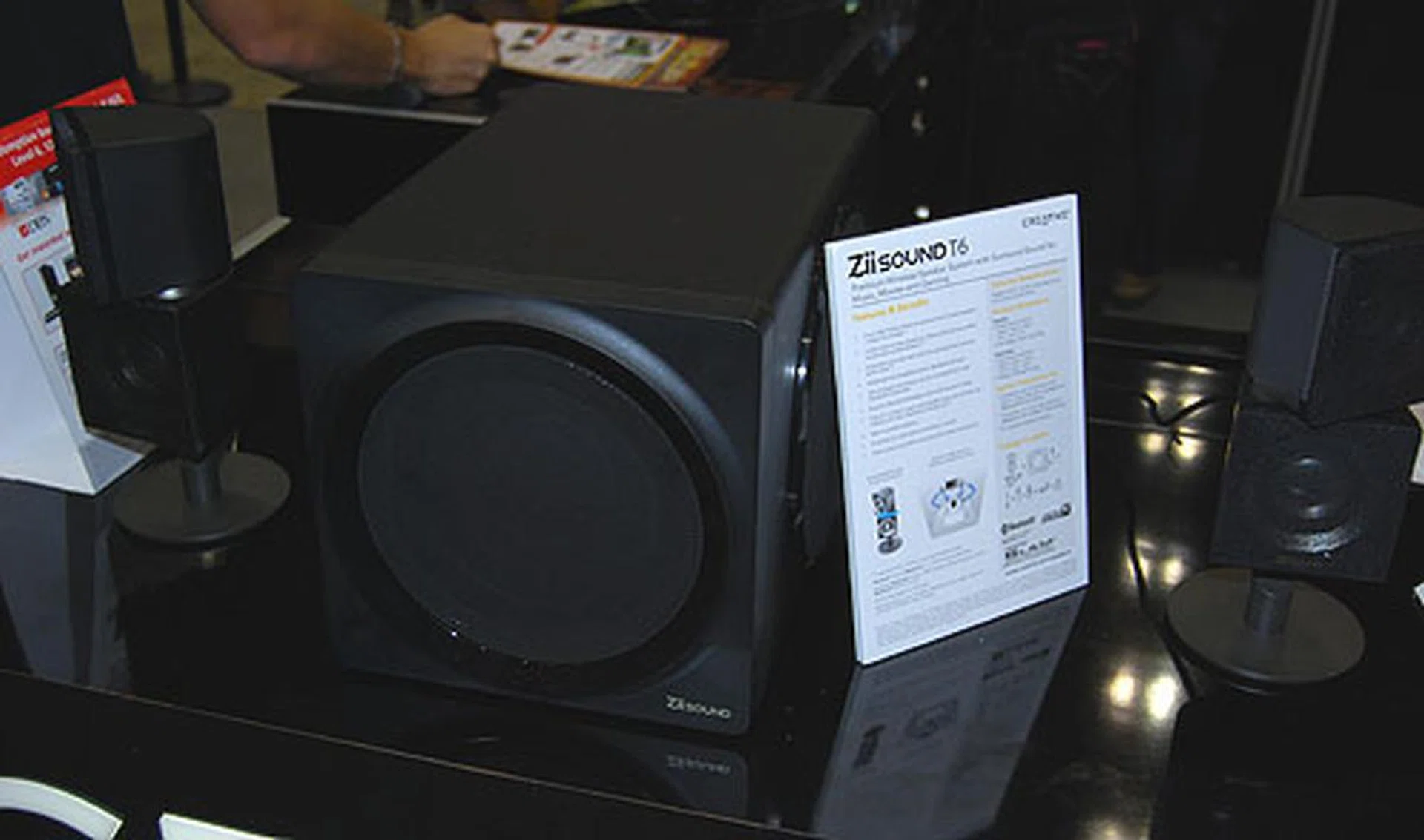 The ZiiSound T6 features Bluetooth based wireless audio and comes with an array of speakers for the surround effect. It costs $569, and you'll get a free set of T12 Wireless speakers free.