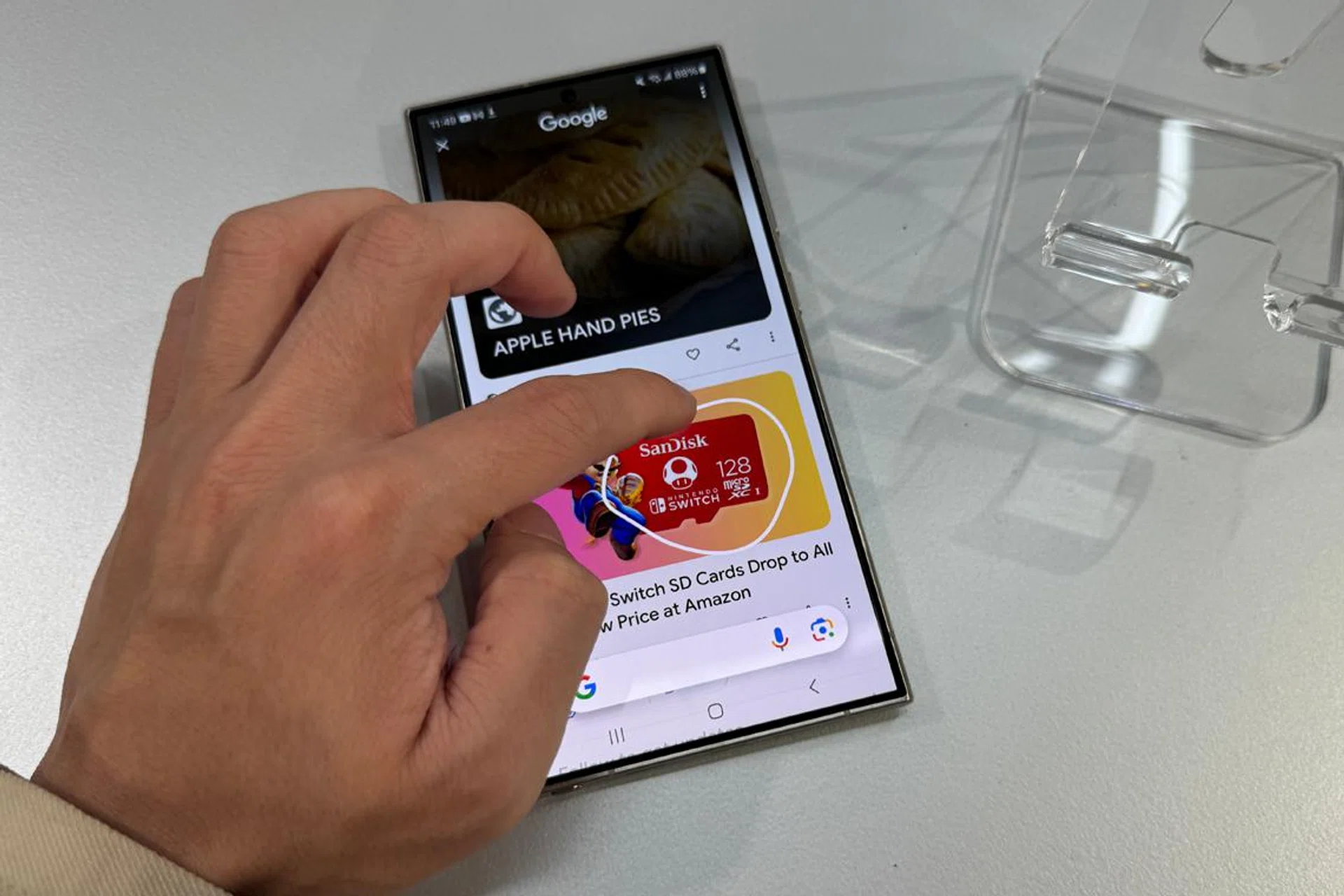 Samsung Galaxy S24 Ultra using Circle To Search with Google.