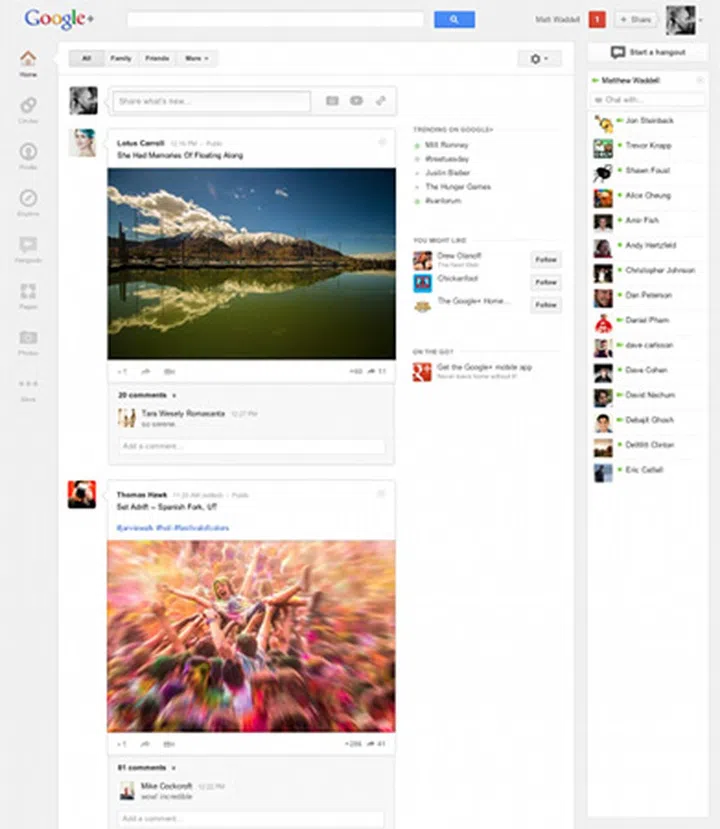 The new user-interface with larger photos (Source: Google Blog)