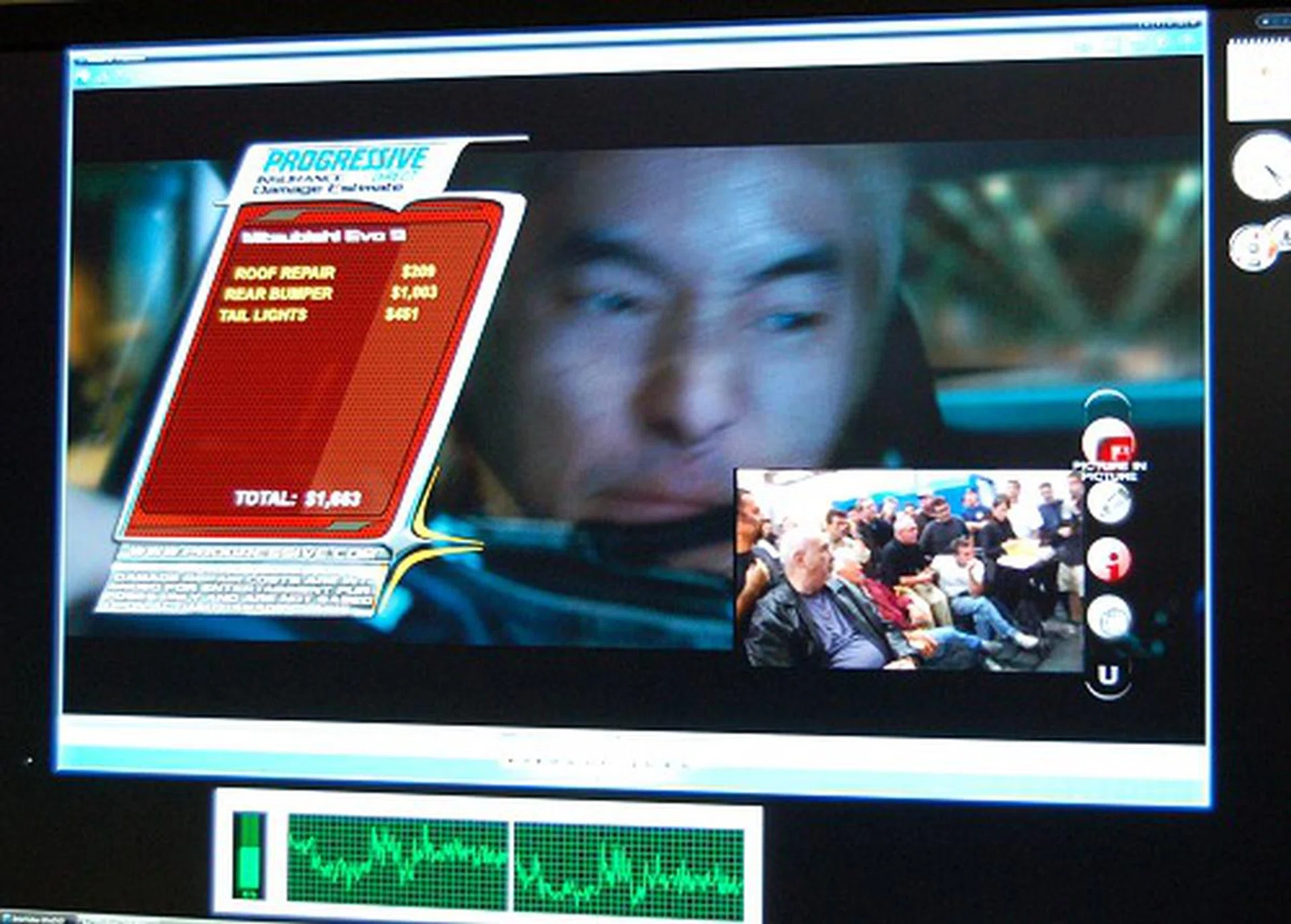 A rather interesting interactive function of this particular movie title is a car damage assessment report which is shown on the left hand-side overlay. Very apt indeed.