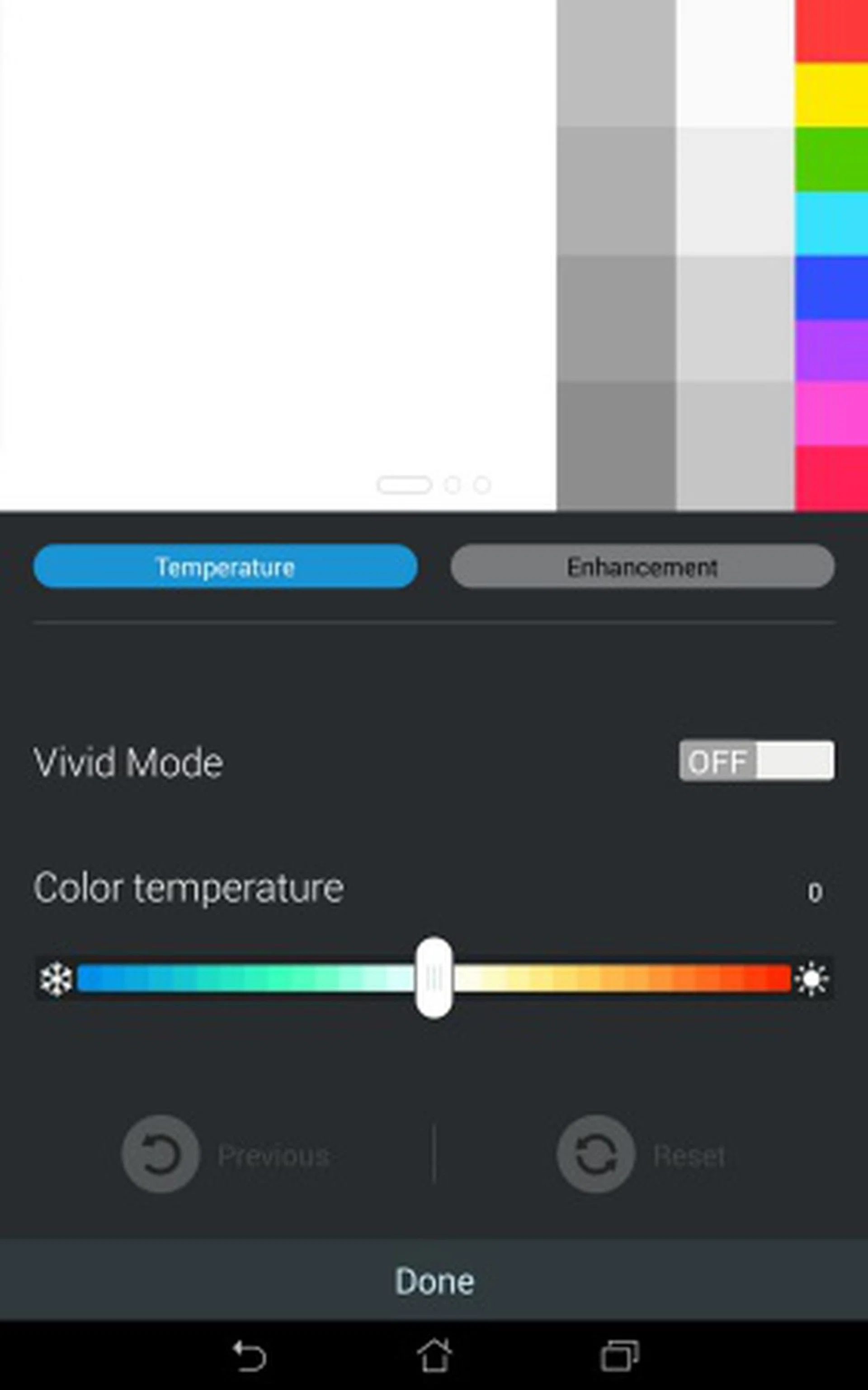 You can adjust the display's color temperature, hue and saturation through the dedicated ASUS Splendid app. The Vivid mode bumps up the contrast for a brighter, sharper and more life-like viewing experience.