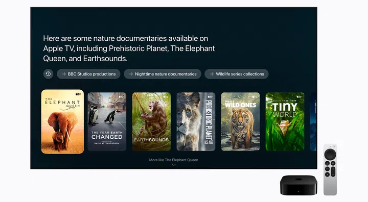 Apple TV 4K Siri AI show recommendations