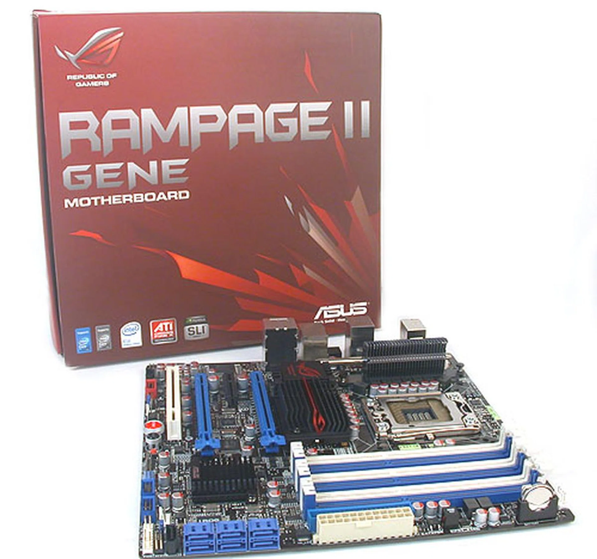 You know it's never going to be cheap with a high-end microATX board but the ASUS Rampage II Gene is at least priced reasonably at US$250. While you can get a less expensive proper ATX motherboard from ASUS, one will not get the full range of overclocking features. 